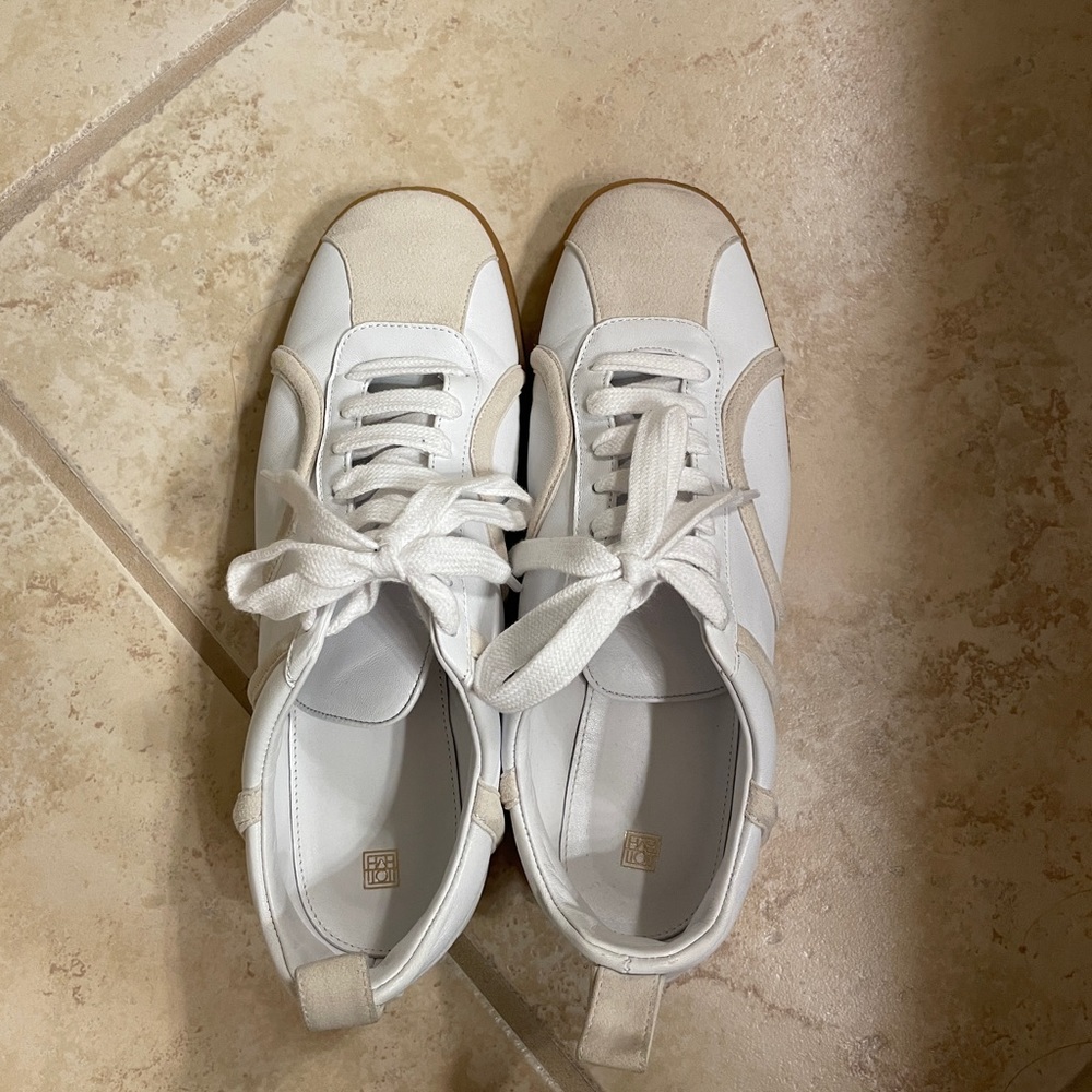 Toteme leather and suede sneaker